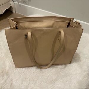 BEIS Tan Structured Tote Bag with Minimalist Design